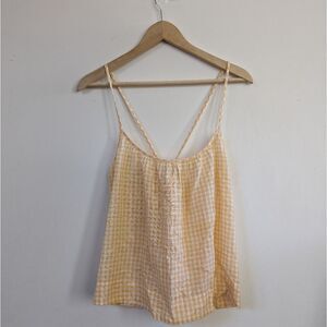 Madewell Yellow White Plaid Gingham Swing Tank Top L LARGE
